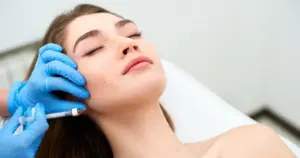 Woman receiving non-surgical anti-aging facial treatment